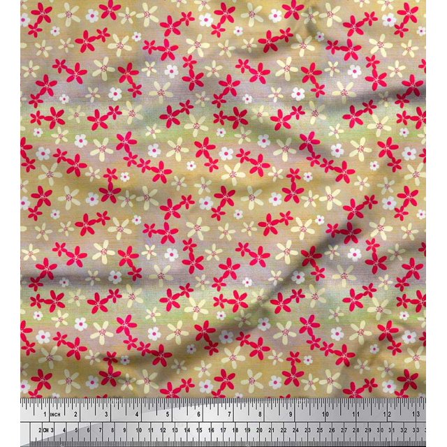 Soimoi Pink Moss Georgette Fabric Floral Print Fabric by The Yard 42 Inch Wide