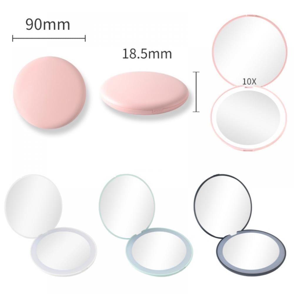 10x HD Magnifier LED Makeup Mirror Cosmetic Mirror With Light Abs Material Portable Foldable Led Makeup Mirror