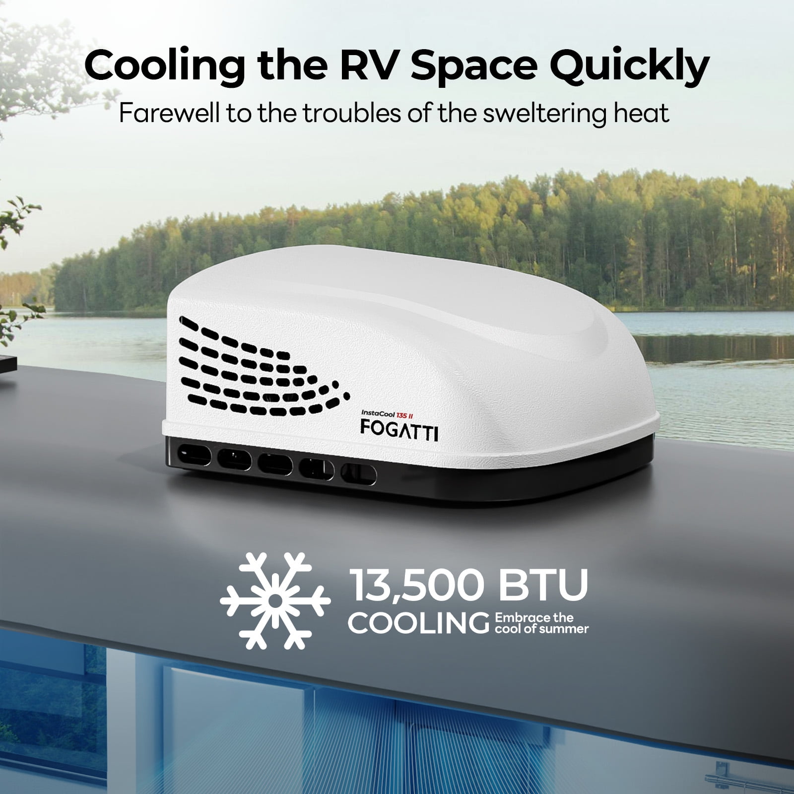 Fogatti RV Air Conditioner 13500 BTU Rooftop AC Unit with R32 Refrigerant and Wired Controller