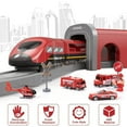 thumbnail image 2 of Train Set 3-12 Years Old Children, 92pcs Train Track Toys, Fire Set with Helicopter, Car, Red, 2 of 6