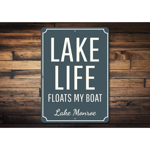 Lake Life Floats My Boat Novelty Decor, Metal Wall Sign - 10x14 Inches