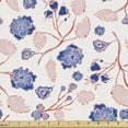 thumbnail image 1 of Orange Fabric by the Yard, Folkloric Summer Blossoms Flourishing Tree Branches Japanese Motif, Upholstery Fabric for Dining Chairs Home Decor Accents, Dark Sky Blue and White by Ambesonne, 1 of 5