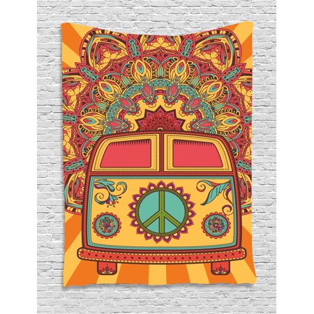 70s Party Decorations Tapestry, Hippie Vintage Mini Van ...