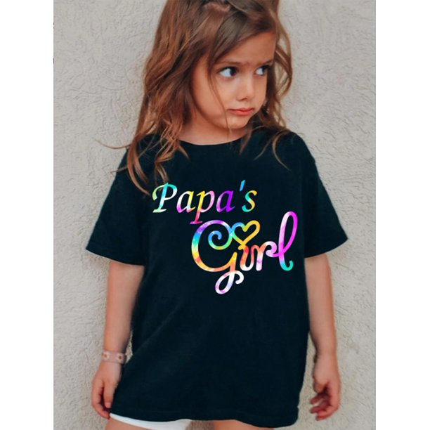 Young Girl Colorful Letter Print Cute Short Sleeve T-Shirt