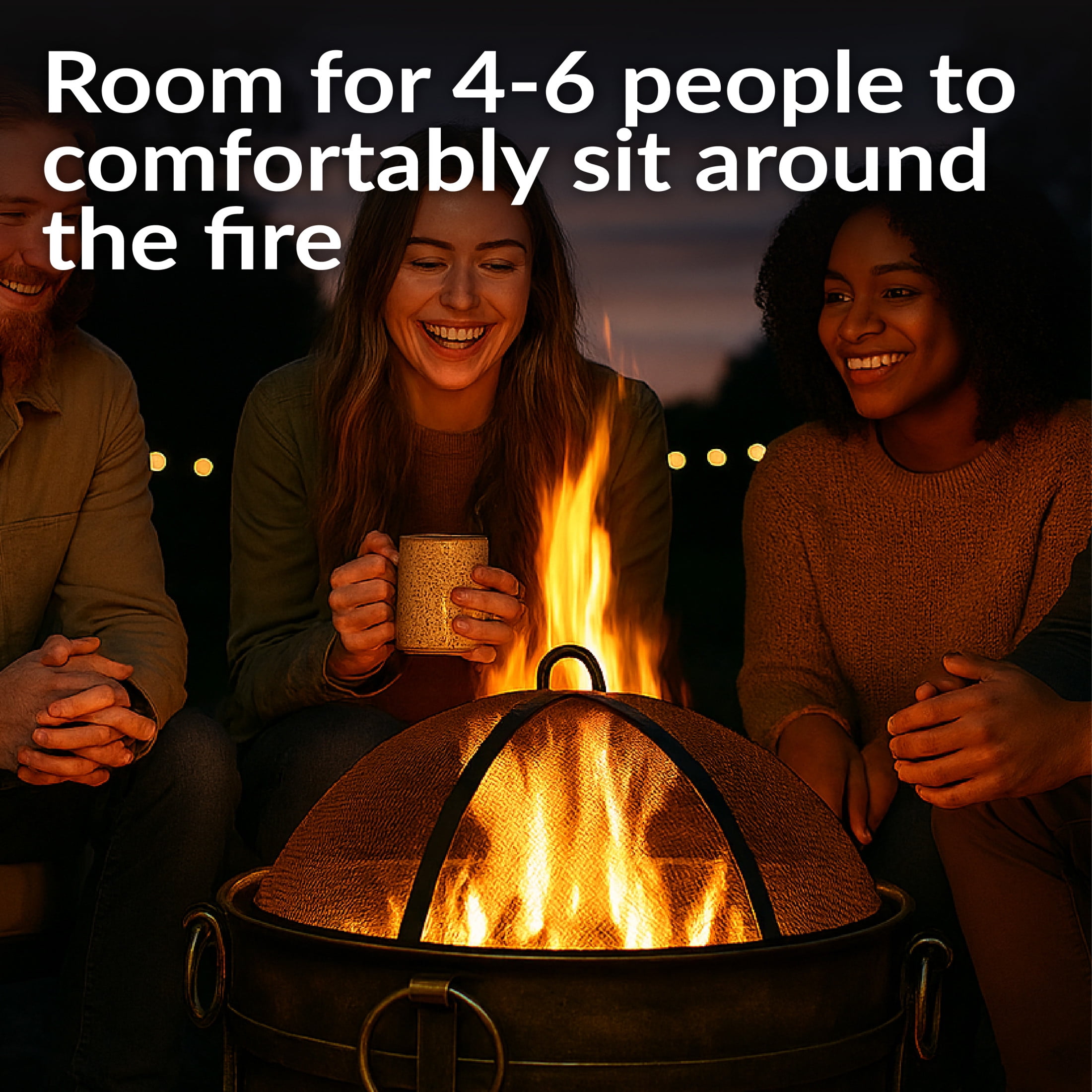 Sunnydaze 24" Round Wood-Burning Dark Bronze Finish Steel Cauldron Outdoor Fire Pit Bowl