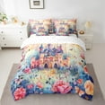 thumbnail image 2 of Fairy Tales Bed in a Bag 7-Piece Dreamy Castle Bedding Set, Princess Full Size Comforter Set Watercolor Butterfly Floral Bedding Comforter Sets, Spring Garden Flower Bed Set, 2 of 6
