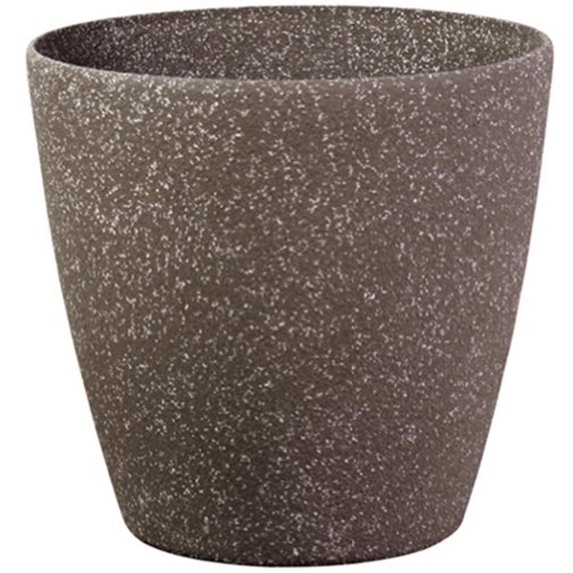 Stone Light Mocha Sandstone Planter, Size - 14" x 14" x 13", Made Up Of Natural Stone, Plastic Resin And Fiberglass