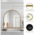 thumbnail image 3 of Espejo de baño arqueado de 28 x 26 pulgadas, espejo de pared dorado antiguo, marco de abalorio de metal, espejo de cambiador para cambiador, sala de estar, recámara, repisa, entrada, pasillo, 3 of 13