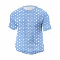 thumbnail image 4 of hlysgo Big and Tall Shorts Sleeve T Shirts for Men Comfy Crewneck Waffle Knit Shorts Casual Polka Dot Graphic Tees Summer Tops Light Blue,Size XXXXL, 4 of 7