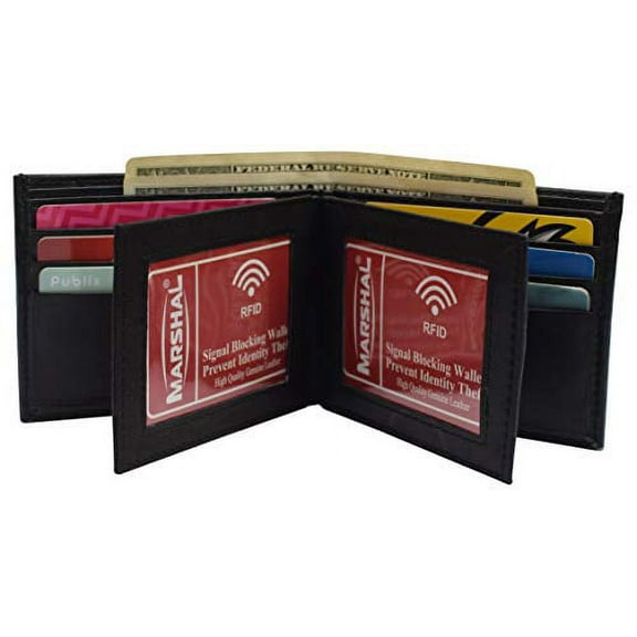RFID Blocking Men's Leather Wallet Bifold Multi Card ID Holder