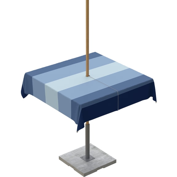 Boanket Outdoor Tablecloth with Umbrella Hole for Patio/Picnic/Party/Camping, Navy Blue Stripes, Waterproof Table Cloth Square Cover Washable, Gradient Modern Minimalist Geometric 60"x 60"