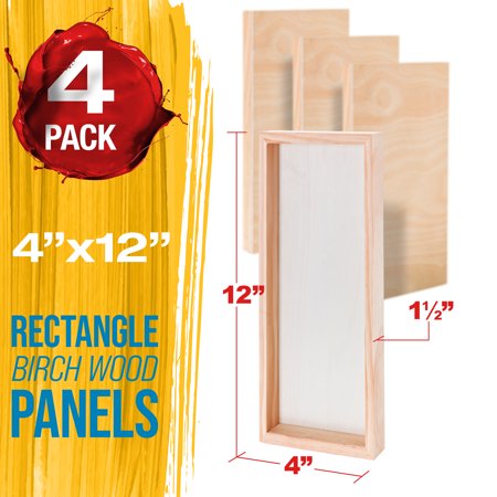 U.S. Art Supply 4 x 12 Unfinished Cradled Wood Panels for Painting, Gallery 1-1/2 Deep (4 Pack) - Artist Depth Wooden Wall Canvases - Mixed-Media Craft, Acrylic, Oil, Encaustic, Paint Pouring‼️missing another 2pack‼️