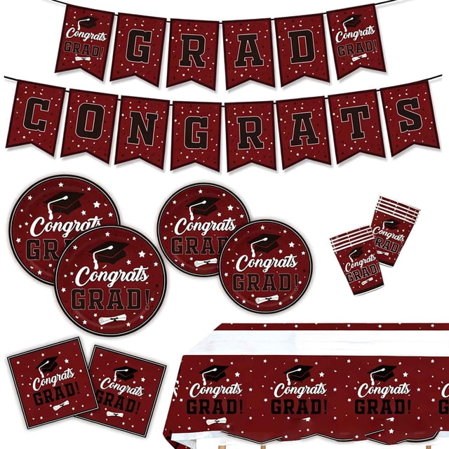 Disposable Party Tableware Set for Graduation, Paper Construction, Easy Cleanup, Ideal for Celebrations and Events