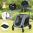 thumbnail image 5 of Costway Extra Large Dog Stroller with Dual Entry Safety Belt Adjustable Handle 4 Wheels Grey, 5 of 10