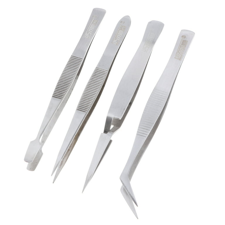 Pack of 4 Professional Craft Tweezers Set for Hobby, Electronics
