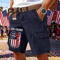 thumbnail image 2 of VeFlora 250th Anniversary USA Cargo Shorts Distressed 1776-2026 Design Patriotic American Flag Print (Navy/XXL), 2 of 4