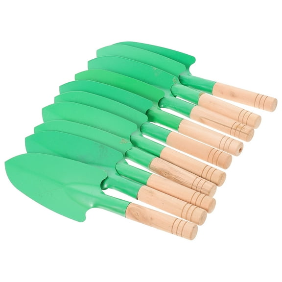 Beaupretty Gardening Spade Tool Green Wooden Handle for Planting and Loosening 10Pcs