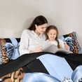 thumbnail image 4 of Erosebridal Jungle Leopard Printed Queen Comforter Set,Blue Cheetah Pattern Bowknot Bedding Comforter Set For Kids,Reversible black,3-Piece, 4 of 7