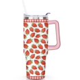 thumbnail image 2 of 40oz Cute Red Strawberry Stainless Steel Flip Straw Tumbler Spill Proof Travel Cup Double Wall Vacuum Insulated Coffee Mug with Top Handle, 2 of 6