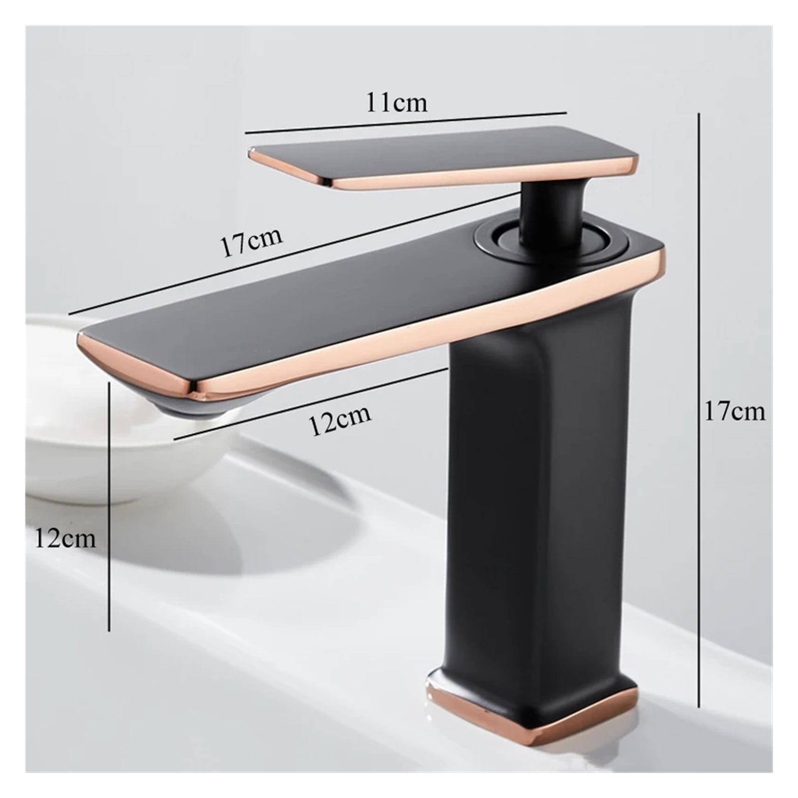 Black Golden Bathroom Brass Basin Faucet, Hot Cold Water Sink Mixer Tap, Deck Mounted Basin Faucets Single Hole Kitchen Tapware ,Leakproof Design