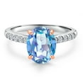 thumbnail image 3 of Gem Stone King 10K Two Tone Gold Millennium Blue Mystic Quartz and Lab Grown Diamond Engagement Ring for Women | 2.00 Cttw | Oval 9X7MM | Gemstone Birthstone | Size 6, 3 of 6