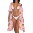 thumbnail image 3 of HELLHERO Little Cow Star Women's Swimsuit Coverups Polyester Short Sleeve Free Size Bathing Suit Cover Up for Wife, 3 of 6
