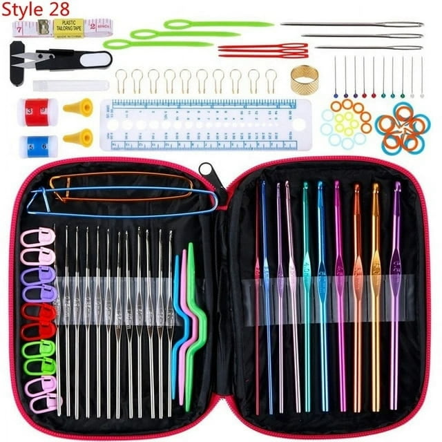 36 Styles Crochet Hooks Set Knitting With Yarn Weave Knitting Needles Hook Kit Sewing Tools Gauge Scissors Knit with Storage Bag