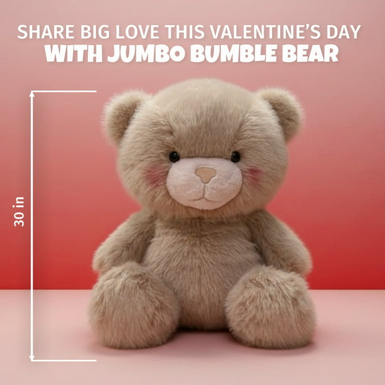 Jumbo Bumble Bear Plush, Brown, 30