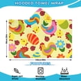 thumbnail image 2 of Yellow Chicken Colorful Rooster Egg Pattern Hooded Bath Towel，60"x35" for Ages 3 To 12 Kids, Quick Dry Lightweight Soft Microfiber Hood Beach Towel Cover Up for Kids, 2 of 7
