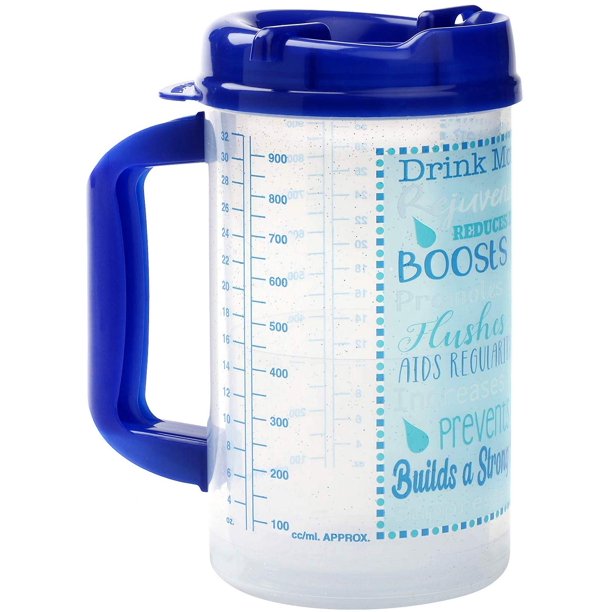 Drink Water Tracking Hospital Mug for Daily Intake Measuring 3 Straws
