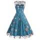 thumbnail image 3 of Vestido de Verano Sexy de la Moda de las Mujeres, Casual sin Mangas Cuello Redondo Impreso Vestido de Ruffle de Ajuste Delgado con Cinturón para la Fiesta Y el Uso Diario, 3 of 7