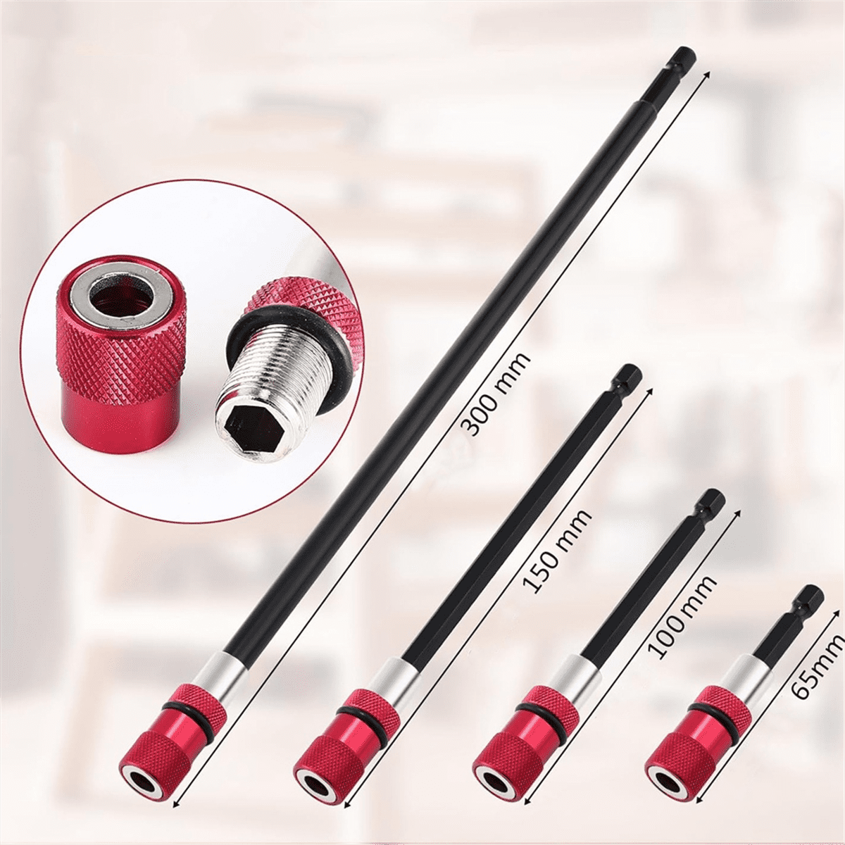 8Pcs Drill Bit Extension Set Magnetic Holder Extender 1/4 Inch Hex with 8 Bits