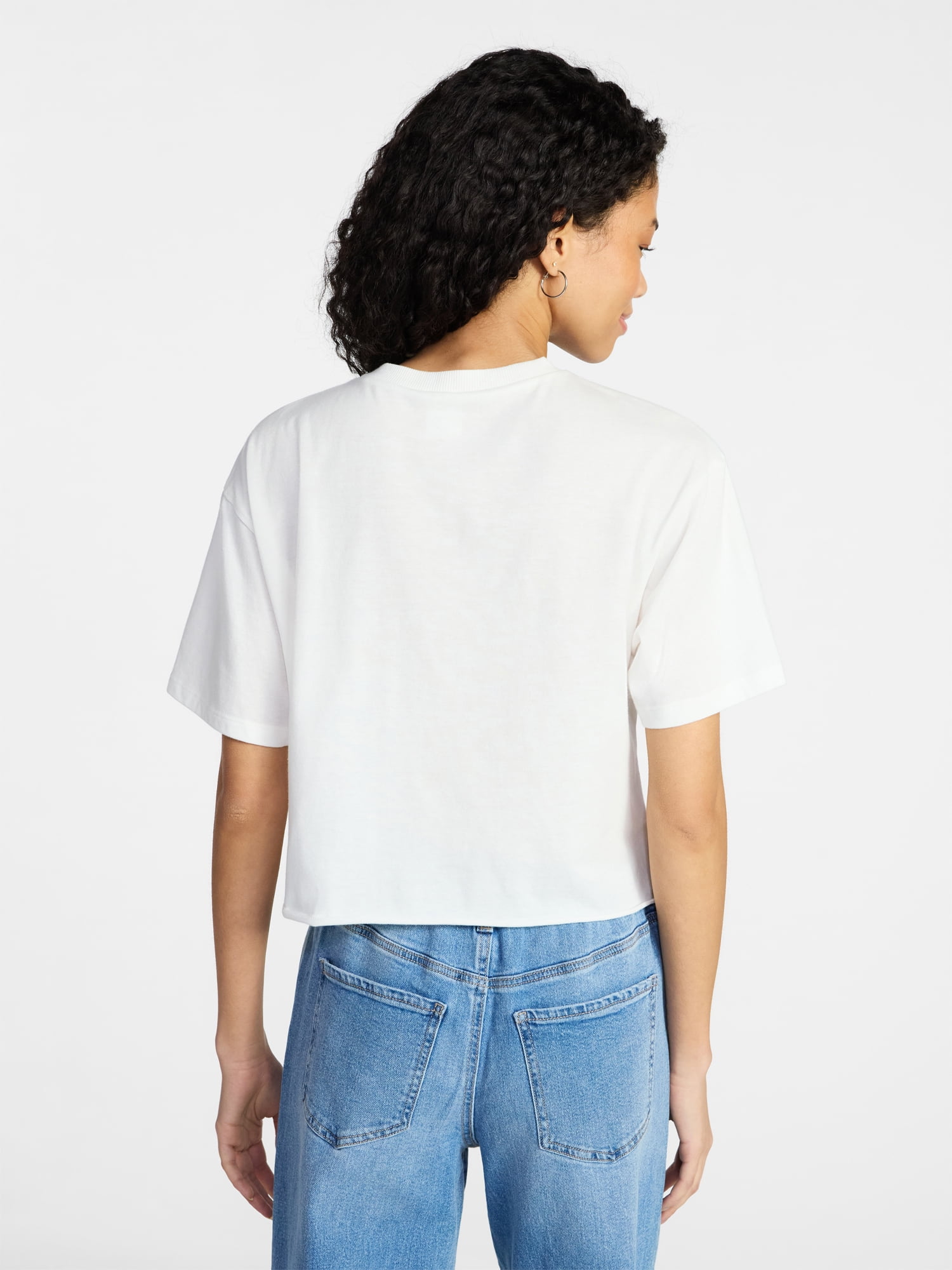 No Boundaries Boxy Cropped Graphic Tee, Women's XXS-XXL