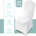 thumbnail image 6 of KUOGO 100pcs White Polyester Stretch Banquet Chair Covers for Universal Chair Protectors Removable and Washable Suitable for Wedding Party Catering and Banquet Events Etc, 6 of 13
