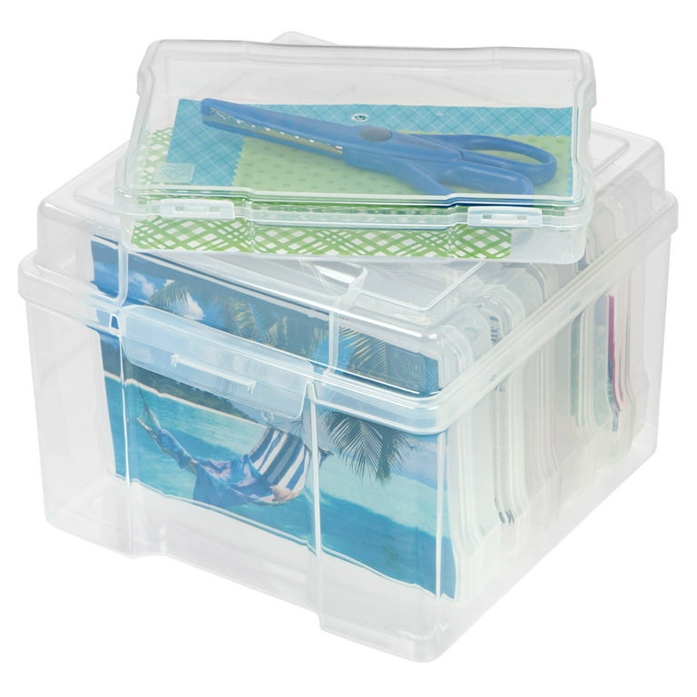 IRIS USA 5 x 7 Photo Storage and Embellishment Craft Keeper with 6 Cases,  Clear