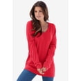 thumbnail image 2 of Roaman's Women's Plus Size Drop Needle V-Neck Lightweight Sweater Knit, 2 of 6