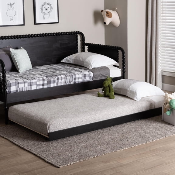 Baxton Studio Lucera Mid-Century Trundle, Twin, Black