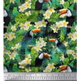 thumbnail image 1 of Soimoi Black Velvet Fabric Tropical Leaves,White Floral & Toucan Bird Printed Craft Fabric by The Yard 58 Inch Wide, 1 of 1
