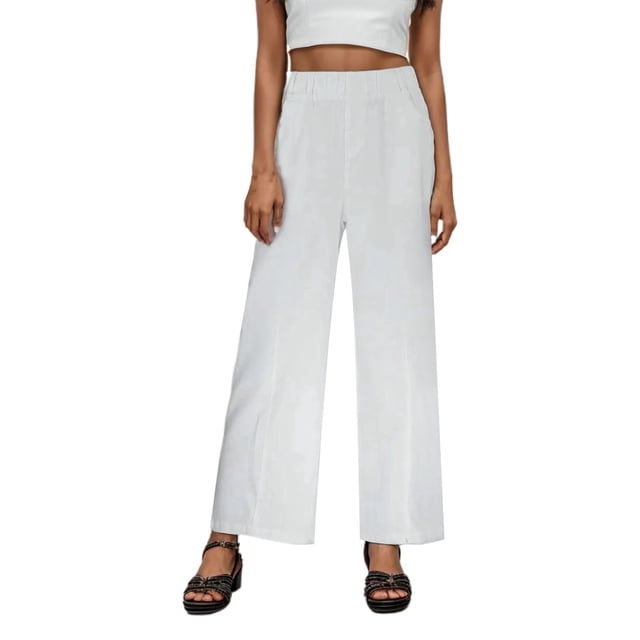 WILLBEST Pantalones Casuales elegantes para Mujer, Jeans de Pierna Ancha para Mujer, Jeans Holgados de Cintura Alta con Costura Frontal para Comodidad y Moda Diarias. Extra Grande