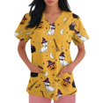 thumbnail image 4 of LNZGNM Halloween Womens Scrub Top V-neck Short Sleeve with Storage Pockets and Easy Care Medical Caregiving Daily,Yellow (XL), 4 of 5