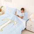 thumbnail image 3 of Erosebridal Gold T Letter Queen Sheet Sets for Girl, Abstract Lines Bed Set, 4-Piece, 3 of 5