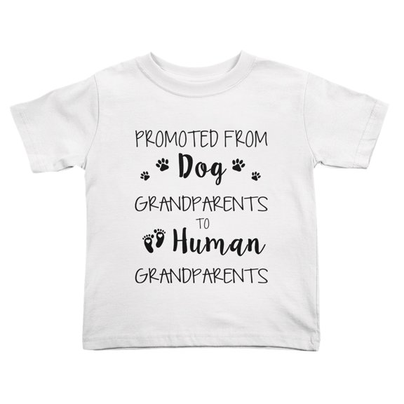 Pregnancy Announcement:Promoted From Dog Grandparents To Human Grandparentss Cute Toddler Tshirts for Boys Girls (White, Youth S)