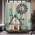 thumbnail image 4 of Farmhouse Shower Curtain Windmill Shower Curtain Country Barn Farm Vintage Western Bathroom Shower Curtain Rustic Shower Curtain Set Decor with 12Hooks 72x72inch (B), 4 of 6