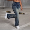 thumbnail image 5 of Dpytoraw Teen Girls Fashion Stretch Flare Denim Jeans, Stylish Casual Pants with Comfort Fit for Daily Wear Blue Size 8-9 Years, 5 of 6