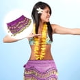 thumbnail image 4 of Pañuelo de gasa para danza del vientre para mujer, con 3 filas y 128 monedas, color morado, 4 of 7