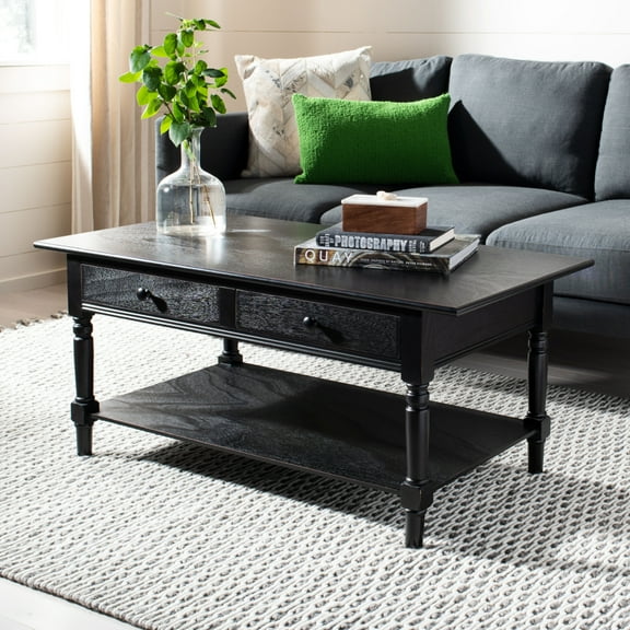 SAFAVIEH Boris 2-Drawer Coffee Table Distressed Black