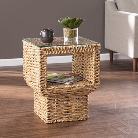 LANTRO JS Pallston Water Hyacinth Accent Table