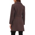 thumbnail image 3 of Winter Coats for Women's Lapel Collared Single Breasted with Belt Overcoat Trench Outerwear S Coffee, 3 of 6
