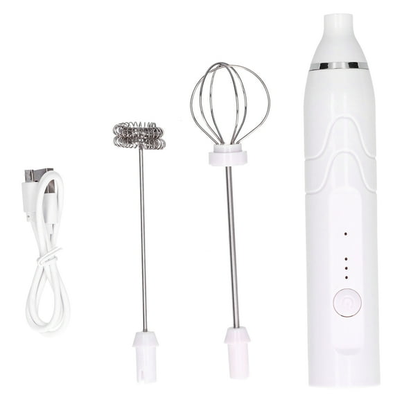 Espumador de leche eléctrico portátil de 3 velocidades, multifunción, con carga USB (blanco)