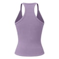 thumbnail image 7 of Built In Bra Workout Tank，Women's Sports Bra Built-In Workout Tops Long Tank Tops With Built In Bras Sleeveless Racerback Fitted Basic Cami Shirts Purple 2XL, 7 of 7